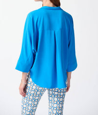 Joseph Ribkoff - Woven Buttoned Collar Boxy Top