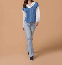 Grace And Lace - Pullover V-neck Color Block Hoodie