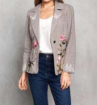 Paparazzi - Woven Pin Stripe Embroidered Blazer