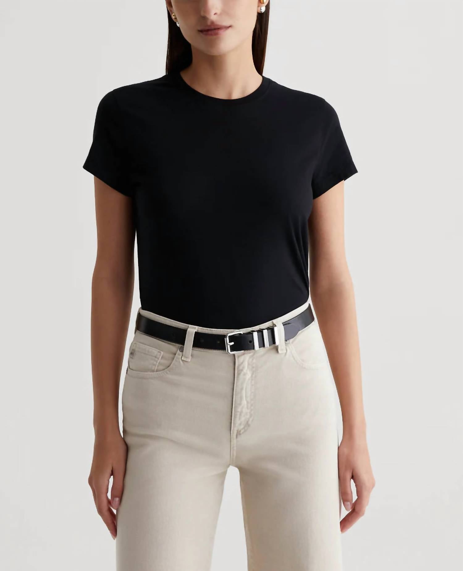 AG Jeans Ena Crew T-shirt in true black - women's t-shirt - detail view