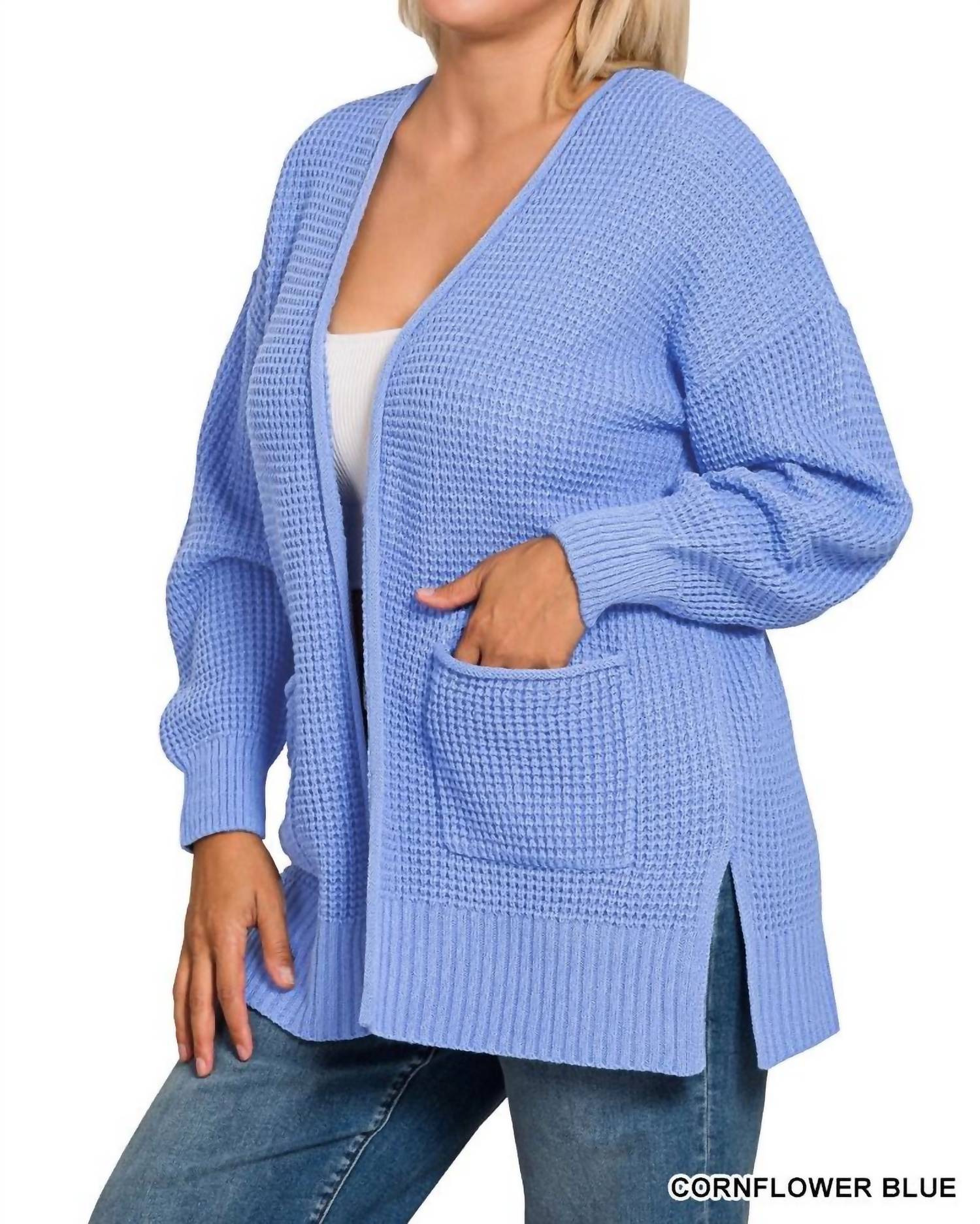 Vanilla Monkey - Cuddle Up Waffle Open Cardigan Sweater