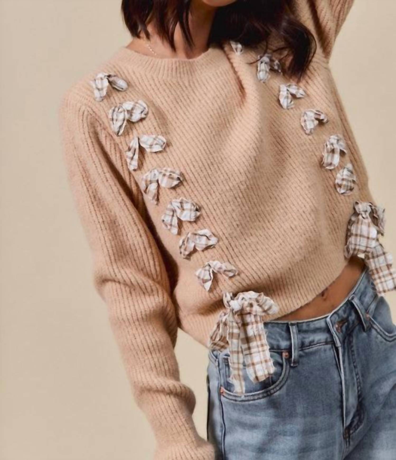 So Me - Plaid Bow Sweater
