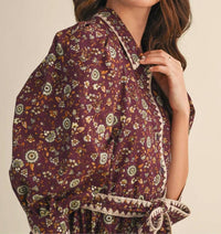 &merci Blanket Stitch Floral Mini Dress in plum - women's dress - view 5