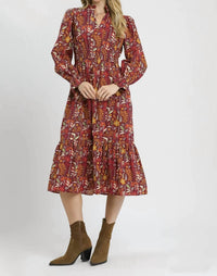 Umgee - Floral Midi Dress With Smocked Waist