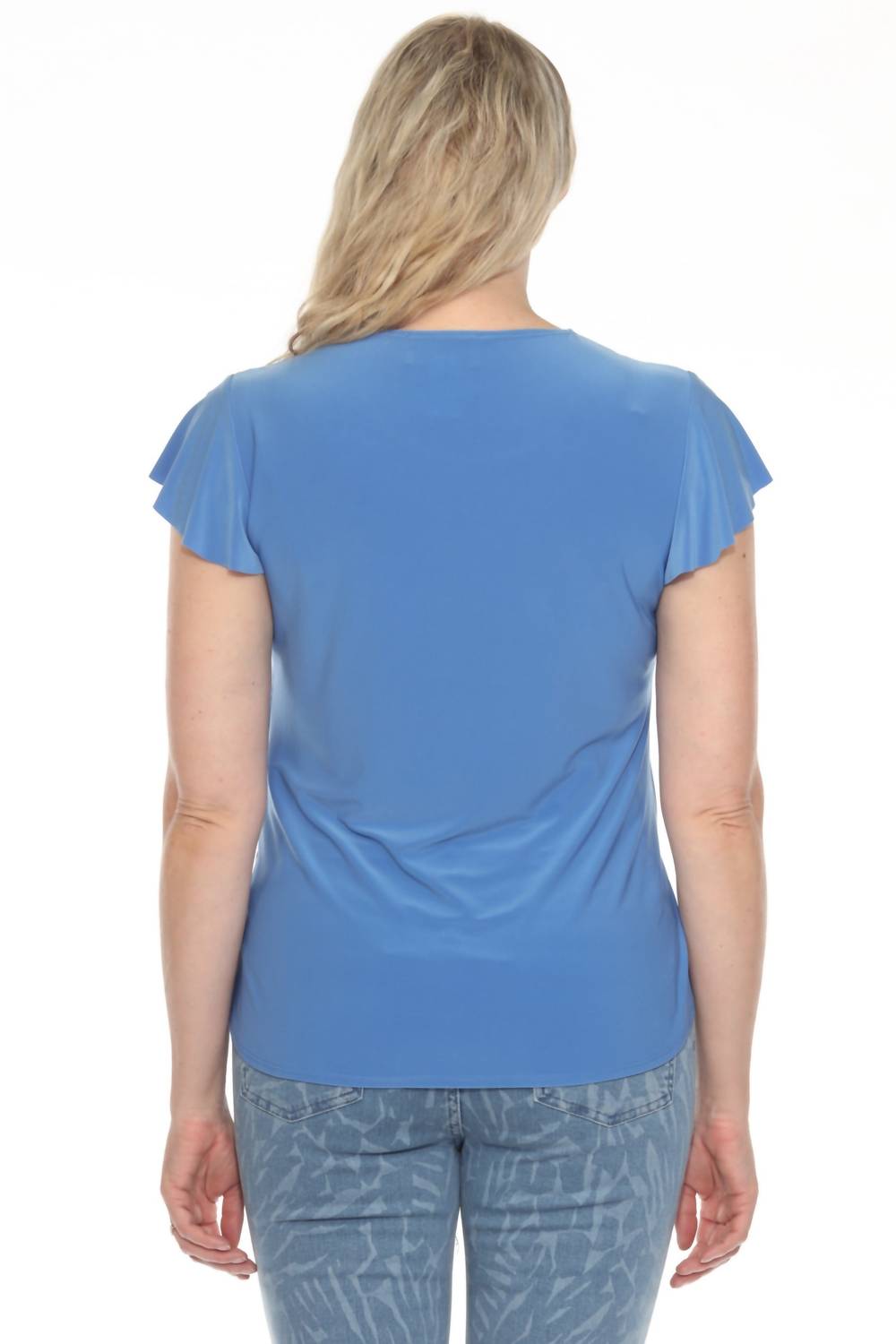 Joseph Ribkoff - Short Flutter Sleeve Round Neck Top