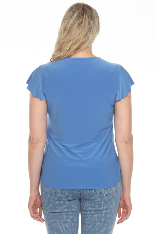 Joseph Ribkoff - Short Flutter Sleeve Round Neck Top