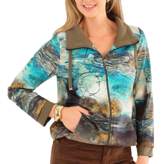 Dolcezza - Abstract Print Zip Knit Jacket