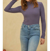By Together - Ribbed Long Sleeve Mock Neck Top