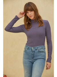 By Together - Ribbed Long Sleeve Mock Neck Top
