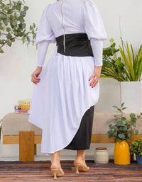 Karen Kane Two Tone Long Sleeve Maxi Dress in white black - women's dress - alternate view