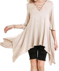 Umgee - Crossed Bell Sleeve Asymmetrical Tunic