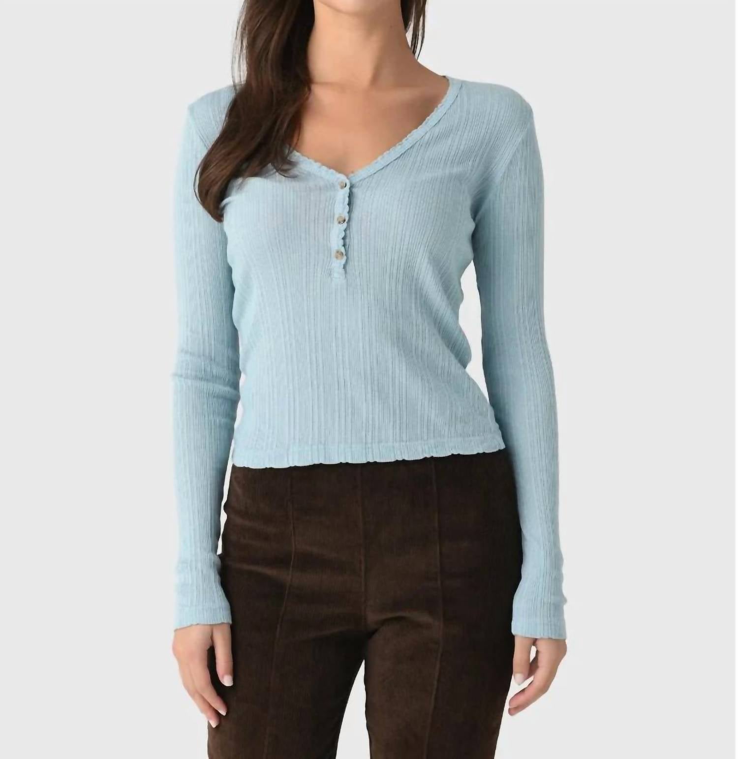 Velvet By Graham & Spencer - Women's Winona Long Sleeve Button Knit Top