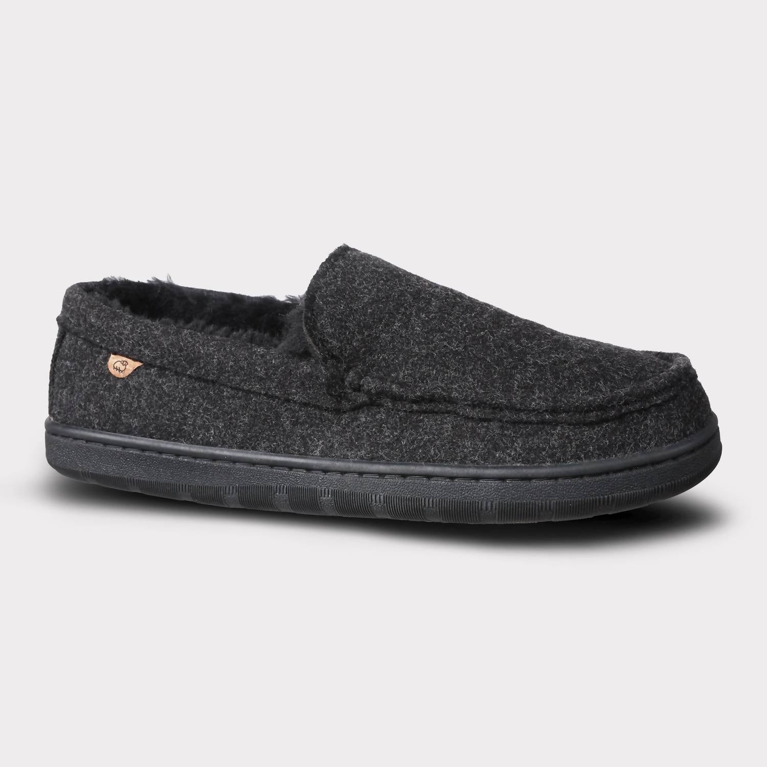 Lamo Men's Classic Harrison Wool Slip-on Moccasin in black - men's loafer - detail view