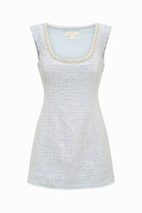 LoveShackFancy Adelaine Sequin Tweed Mini Dress in country air - women's dress - alternate view