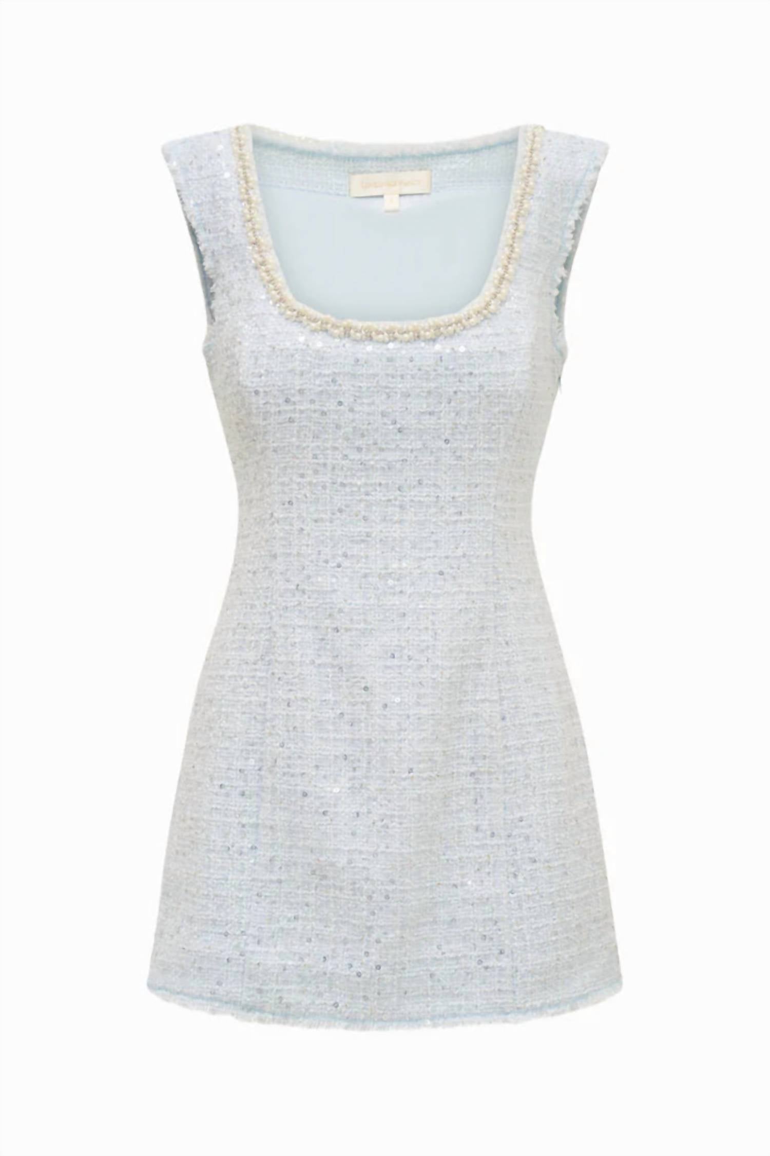 LoveShackFancy Adelaine Sequin Tweed Mini Dress in country air - women's dress - alternate view