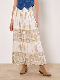 Apricot - Tiered Maxi Skirt