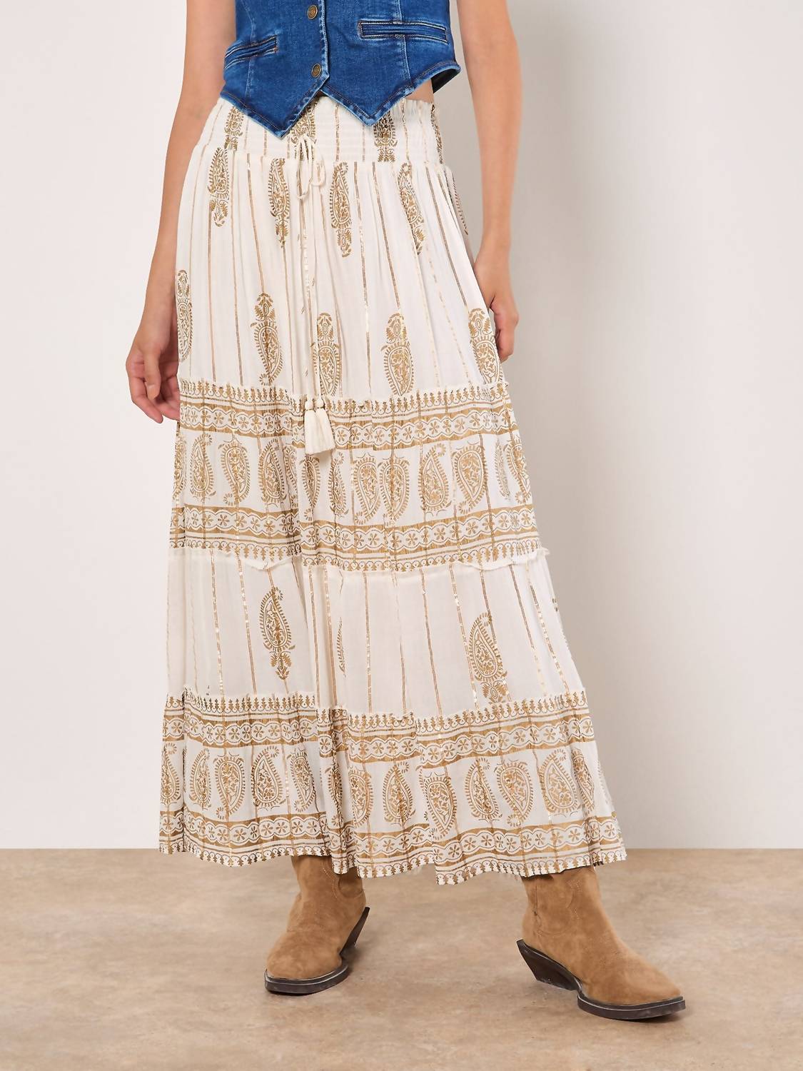 Apricot - Tiered Maxi Skirt