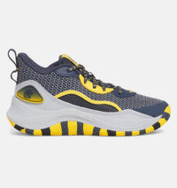 UNDER ARMOUR Kid's Curry 3z 24 Basketball Shoes in cool grey yellow accents - kids' sneaker