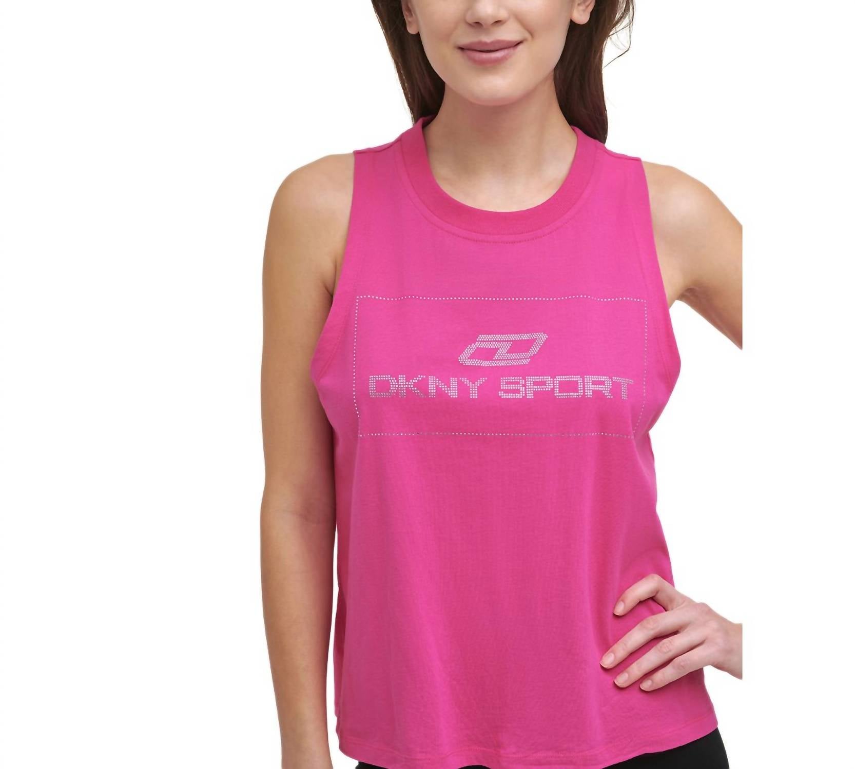 Dkny - Cotton Embellished Logo Tank