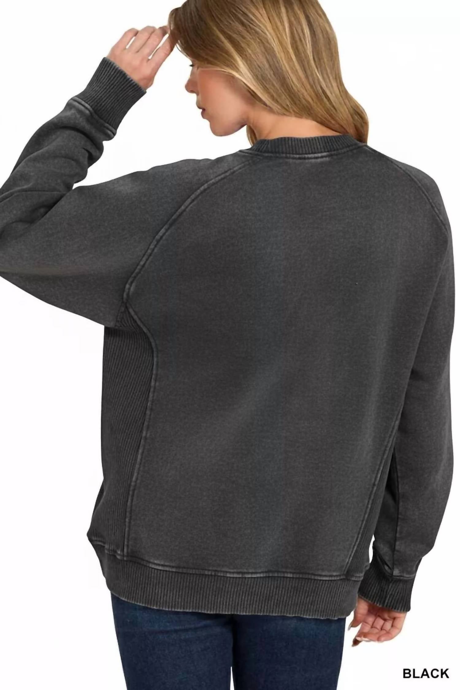 Zenana - Acid Washed Fleece Sweatshirt