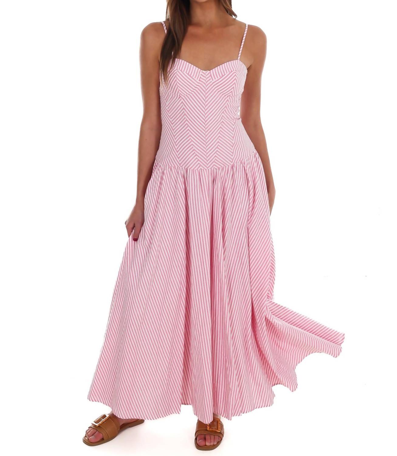 TCEC Oceanview Striped Maxi Dress in pink - women's dress - view 7