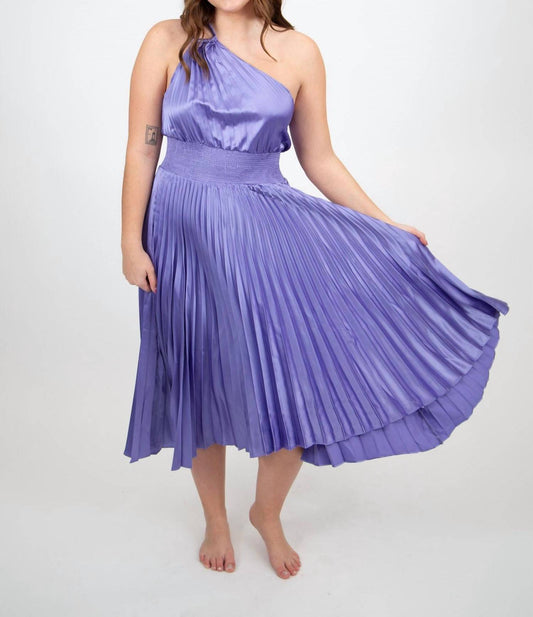Ina Fashion - Pleated One Shoulder Midi Dress