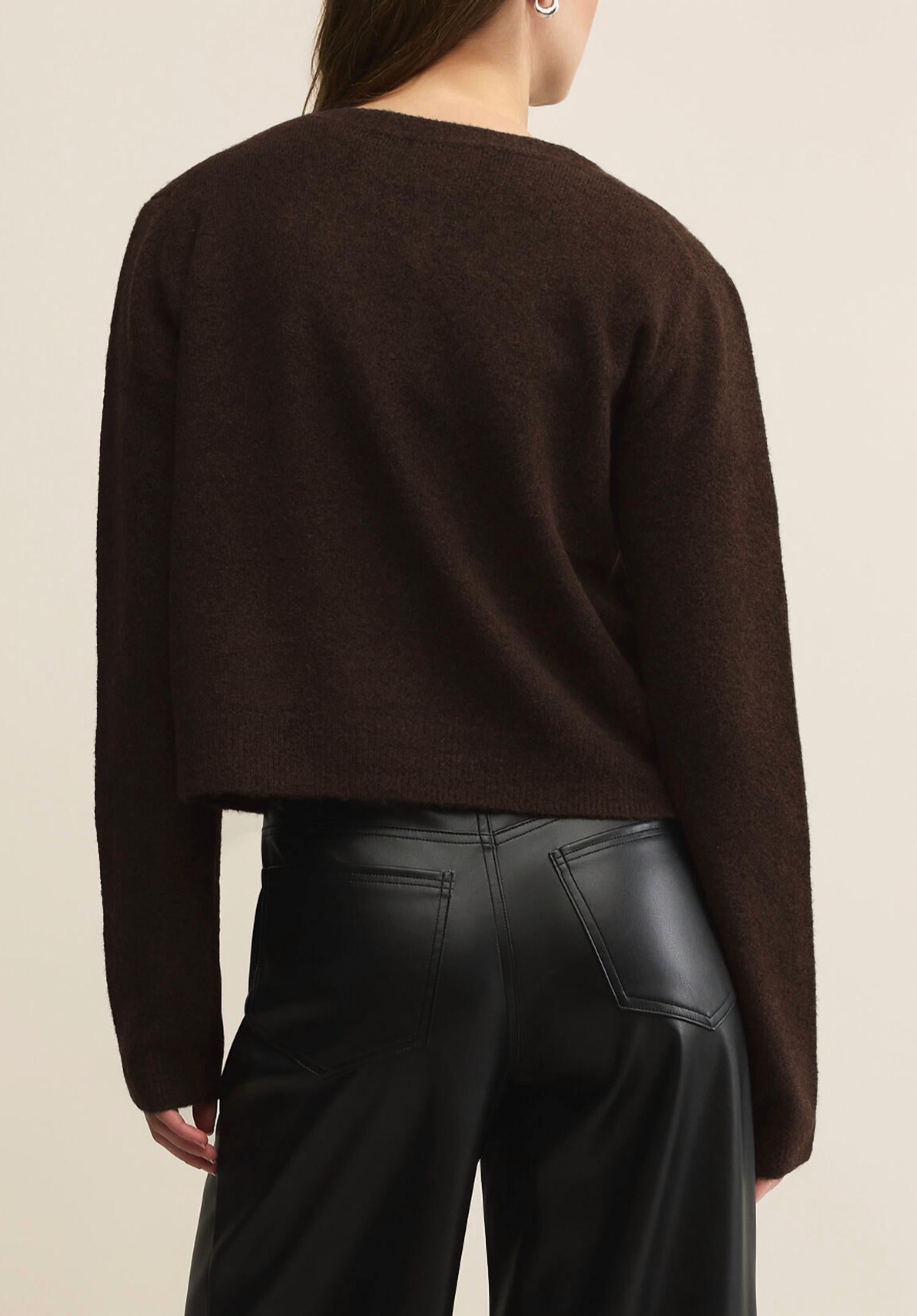 Z Supply Medina Cardigan in chocolate cherry - women's cardigan - detail view