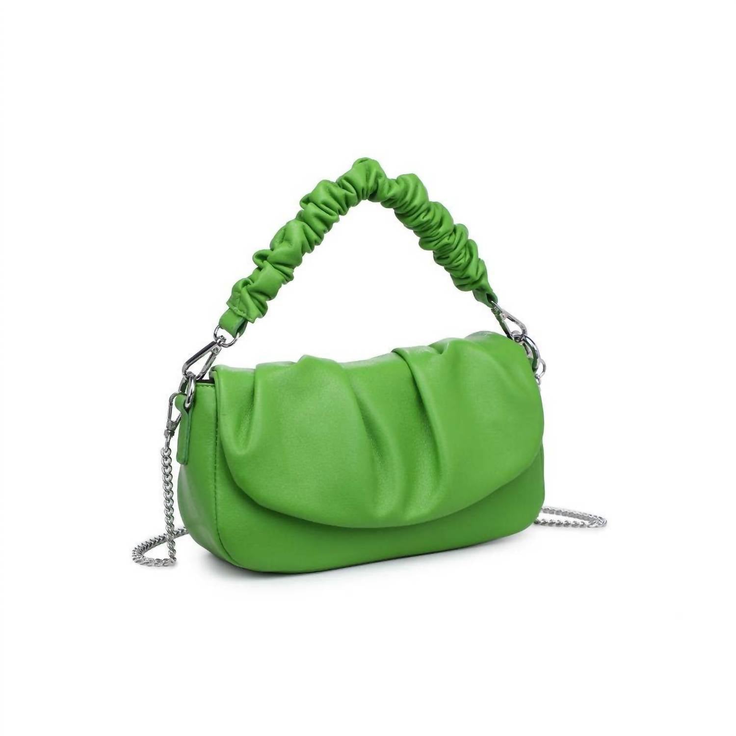 Urban Expressions - Women's Meadow Ruched Vegan Leather Chain Strap Crossbody Bag