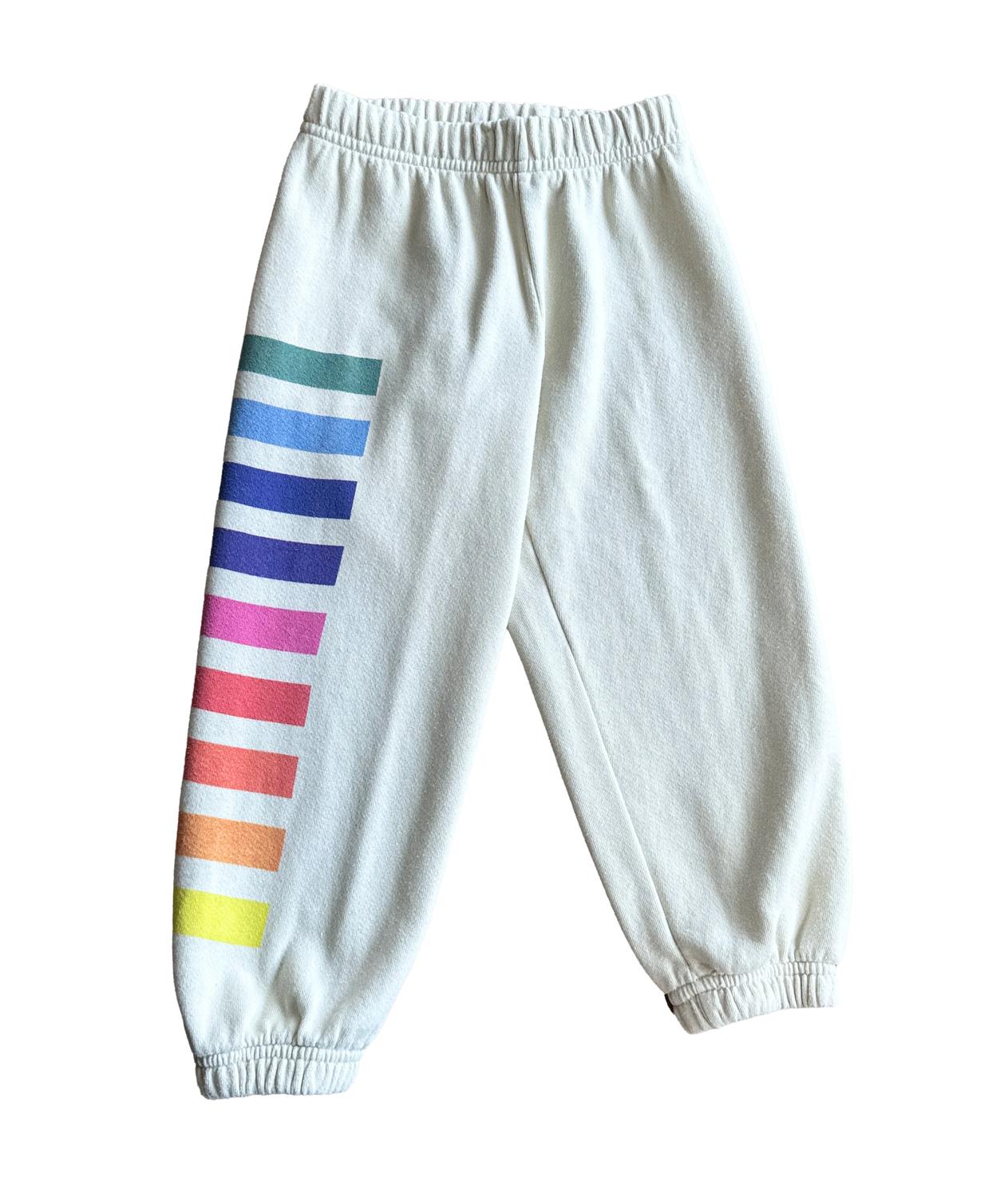ROWDY SPROUT Girl's True Colors Sweatpants in bone - kids' joggers - alternate view