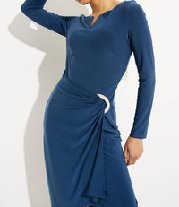 Joseph Ribkoff Wrap Knee Length Dress in blue - women's dress - alternate view