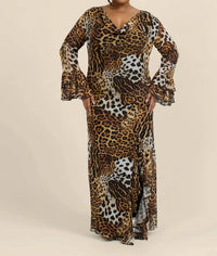 Fashion Szn Curve - Ruffle Leopard Print Maxi Dress - Plus