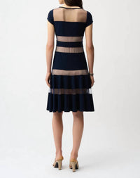 Joseph Ribkoff - Silky Knit Fit and Flare Dress with Mesh Inserts