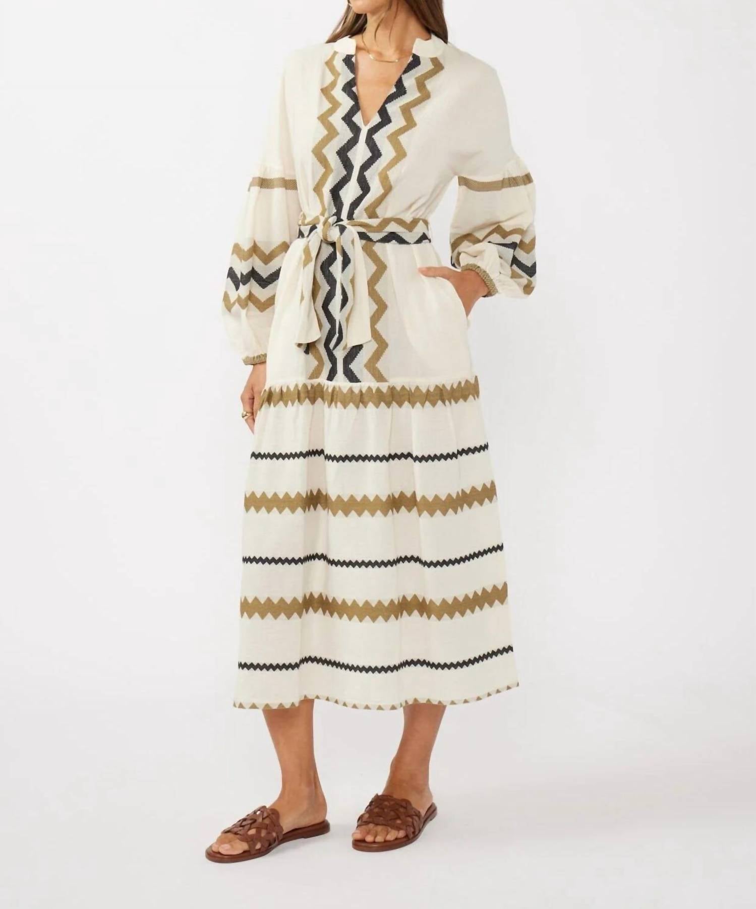 Lovestitch - Mona Jacquard Zigzag Maxi Dress