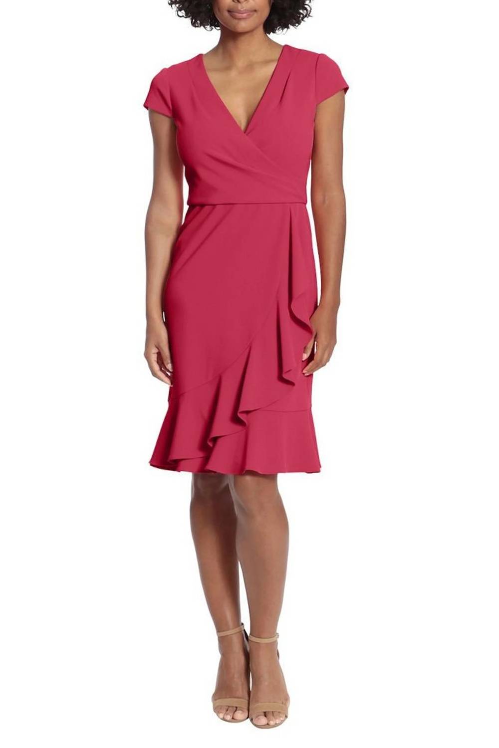 London Times - Ruffled Draped Skirt Sheath Dress