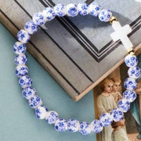 Holy Water Bracelet - Women's Porcelain Bead Cross Bracelet