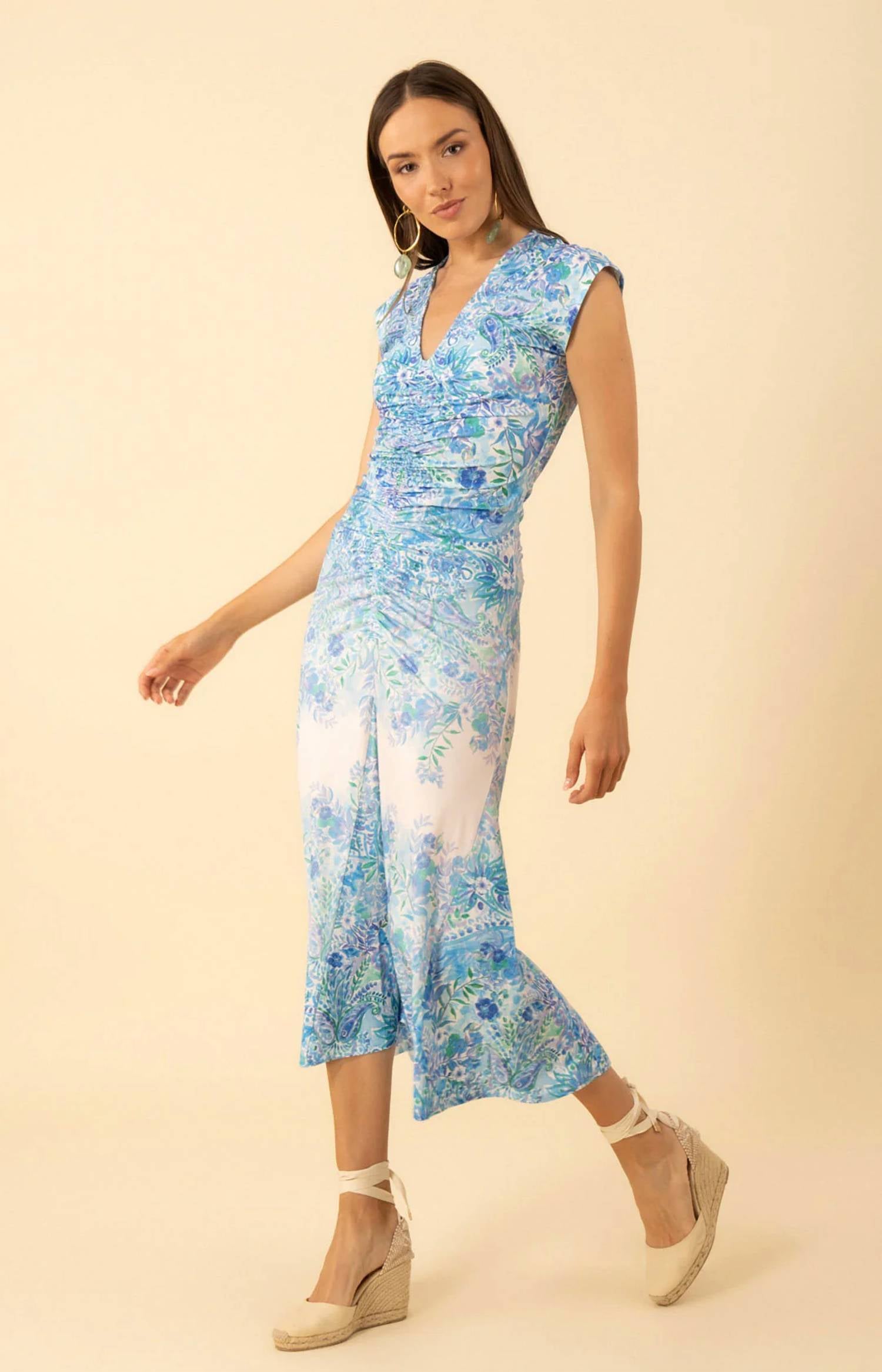 Hale Bob - Kamiyah Shirred Floral Long Jersey Dress