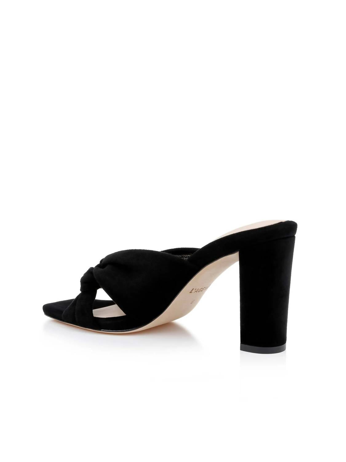 L'Agence Women's Leonie Suede Open-toe Mules in black - women's shoe - detail view
