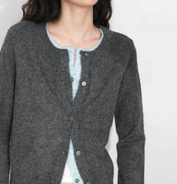 Cubic Crewneck Layered Cardigan in gray - women's cardigan - detail view