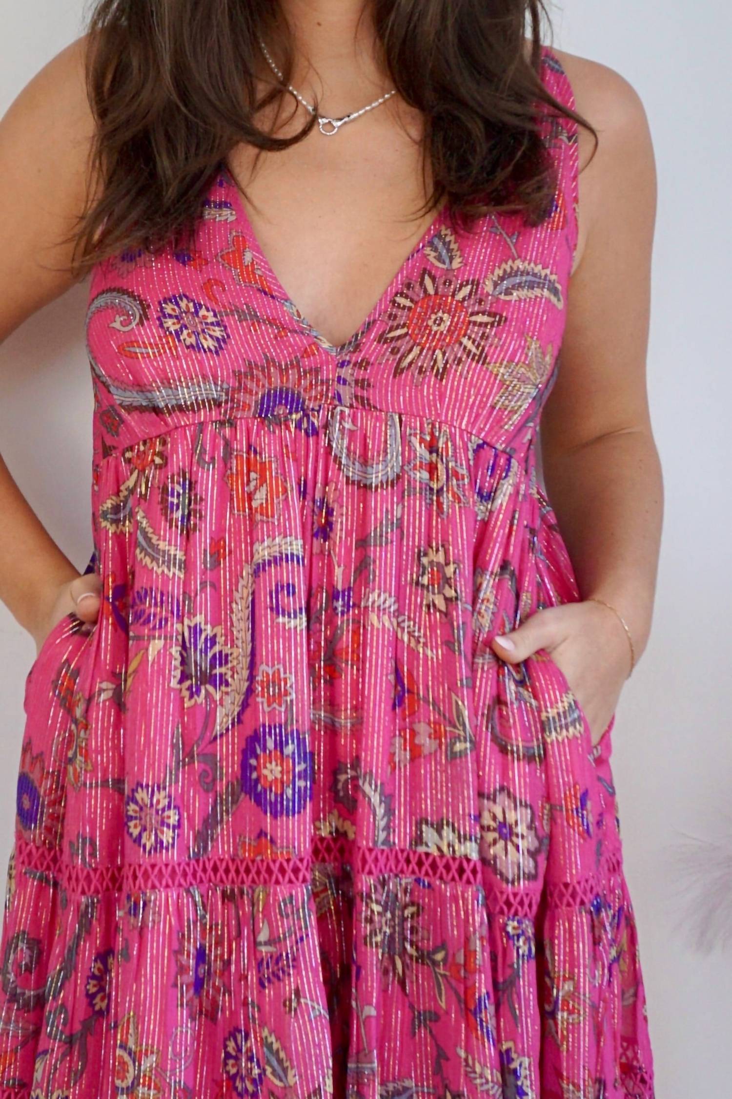 NIBI MTK Vera Maxi Dress in jaya pink - women's dress - alternate view