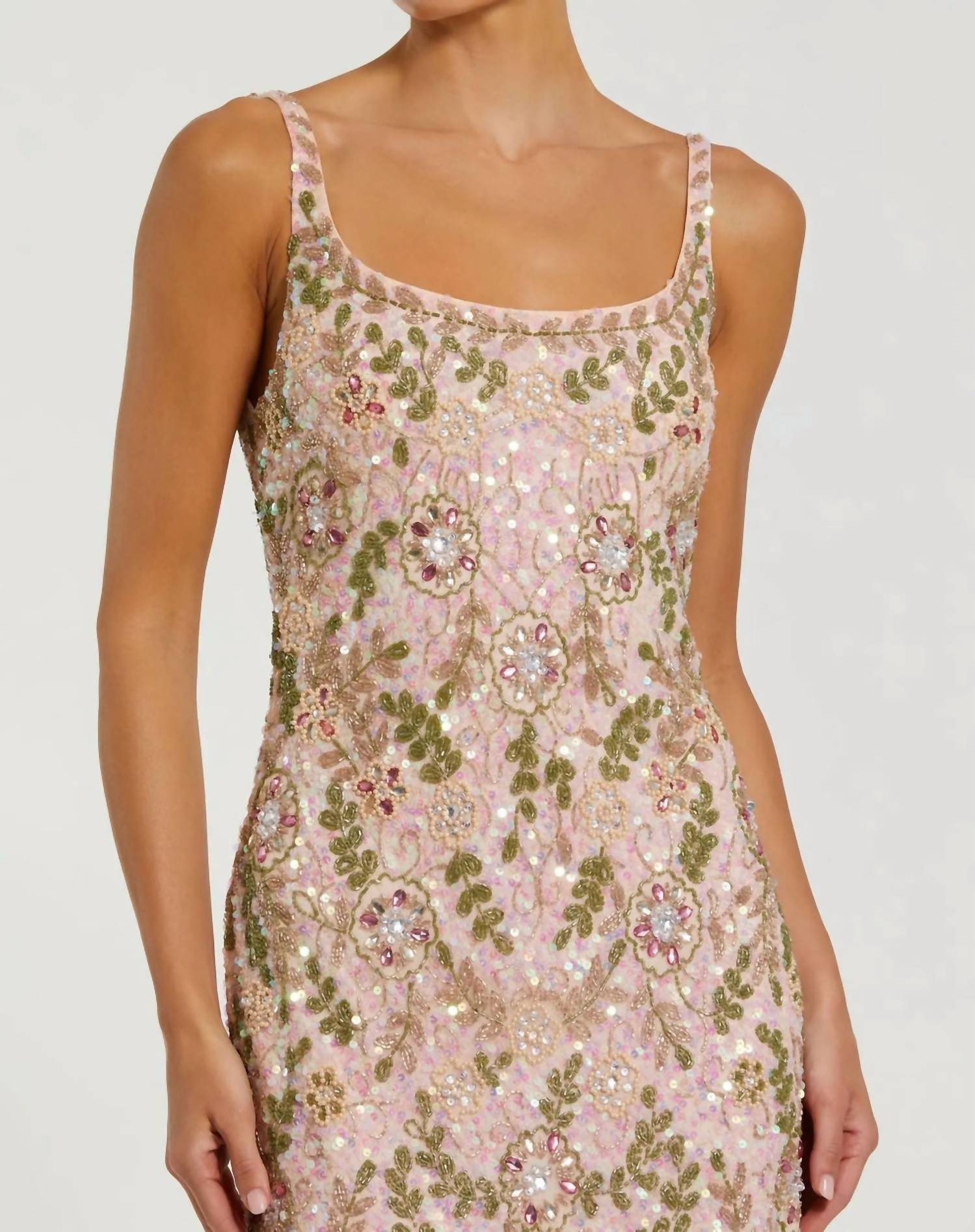 Mac Duggal - Sleeveless Hand Embellished Floral Maxi Dress