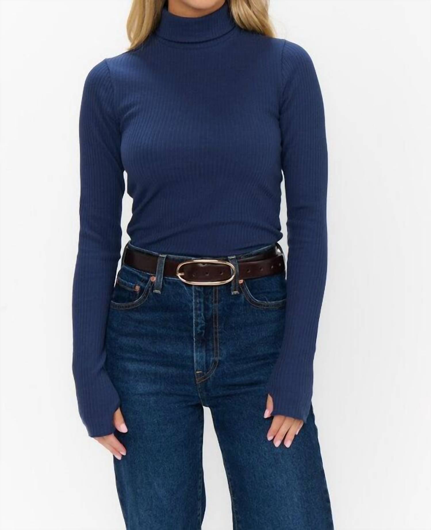 Show Me Your Mumu Layer Up Long Sleeve Top in navy - women's sweater
