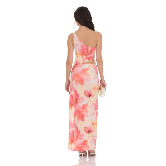 Lucy In The Sky - Floral One Shoulder Cutout Maxi Dress