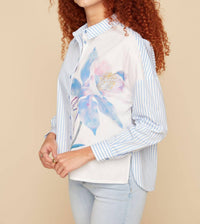 Renuar - Stripes Floral Long Sleeve Blouse