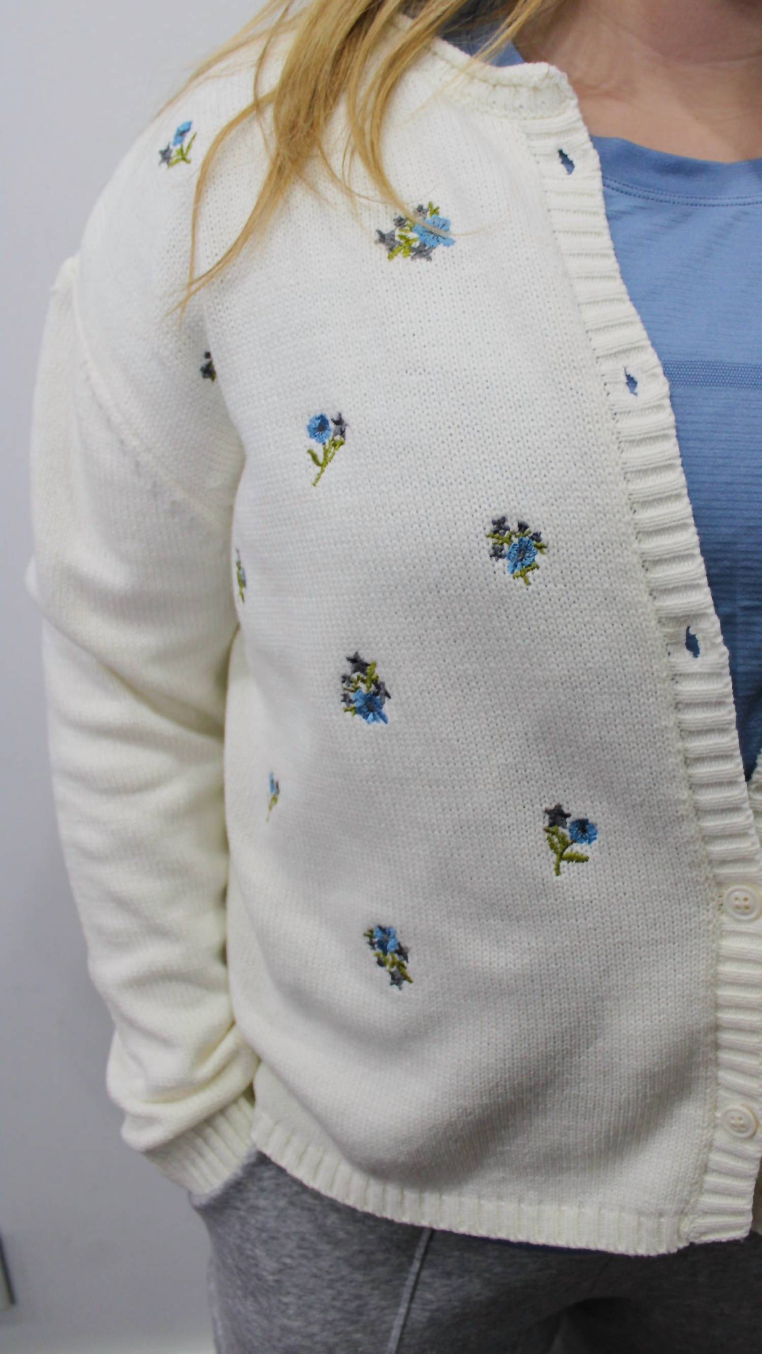 WISHLIST Darcy Embroidered Cardigan in white - women's cardigan - alternate view