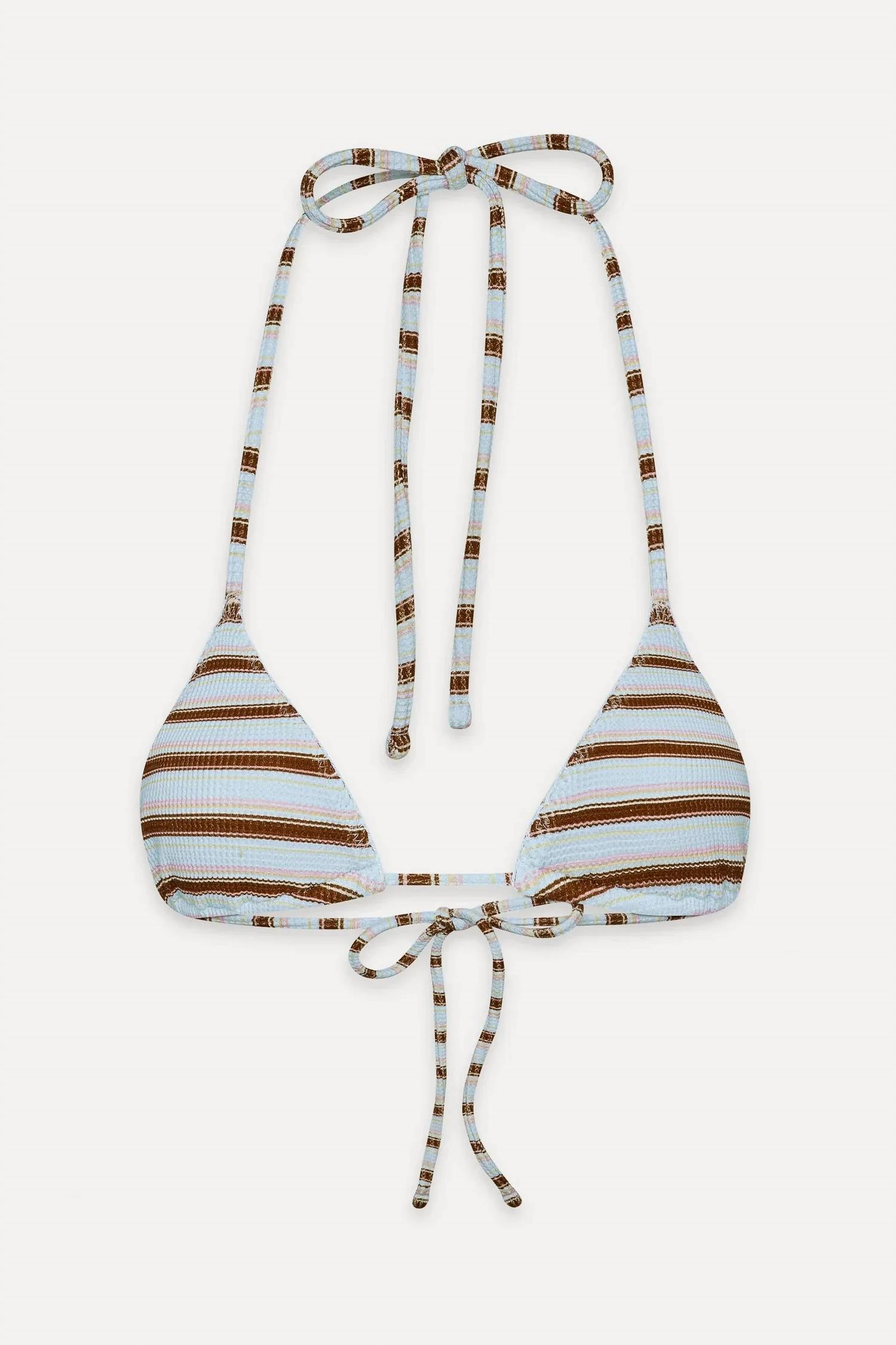 Frankies Bikinis - Nick Triangle Striped Bikini Top