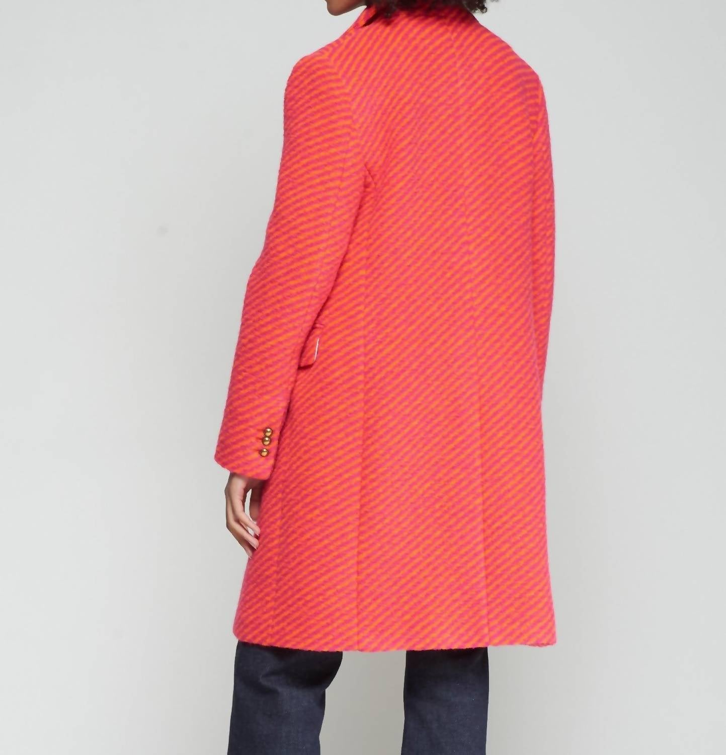 Vilagallo Aricia Coat in rosa naranja diagonal - women's jacket - alternate view