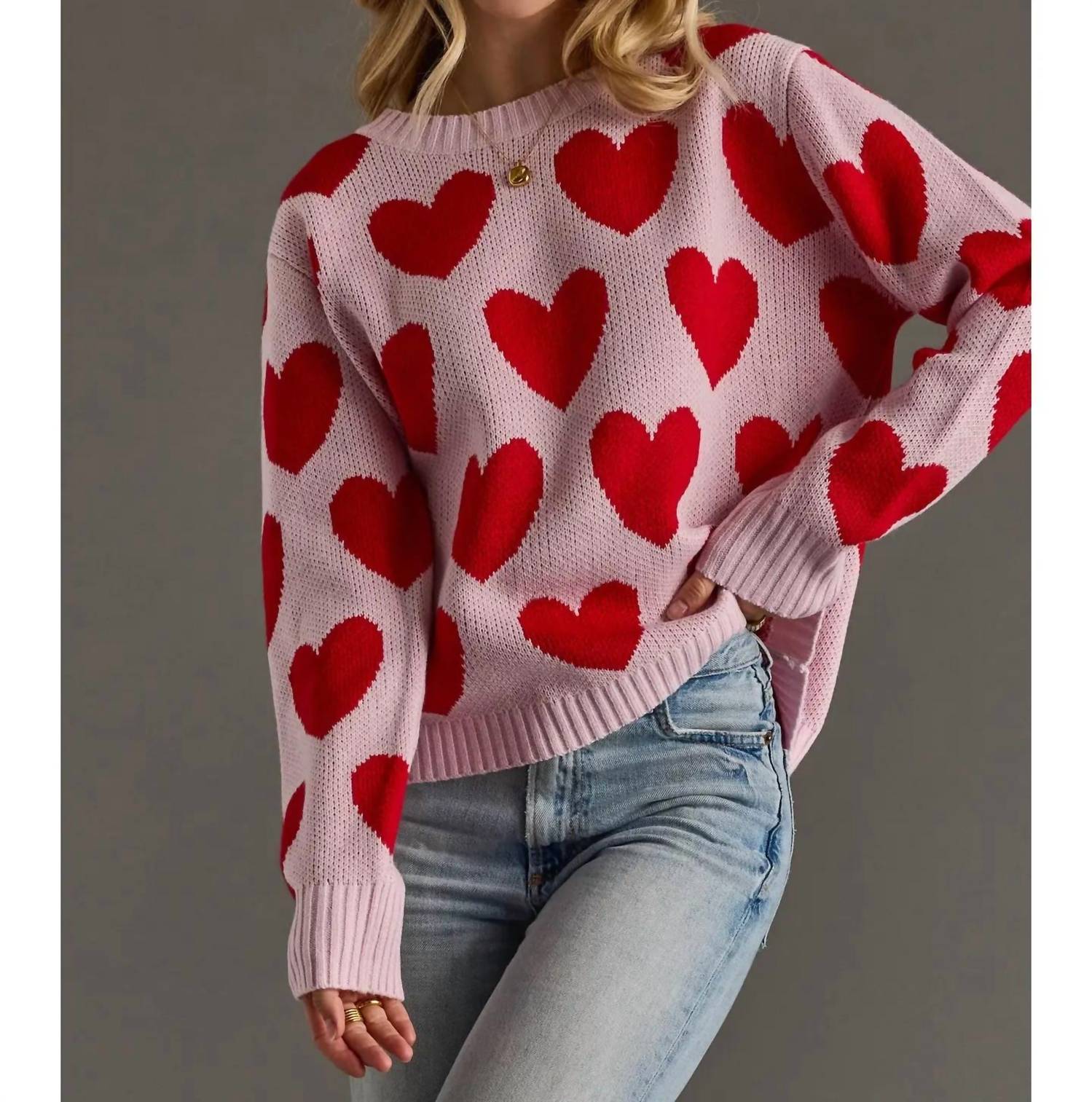 Panache Apparel - Heart Pattern Sweater
