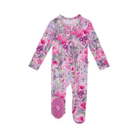 Posh Peanut - Baby Girls Ruffled Zippered Footie