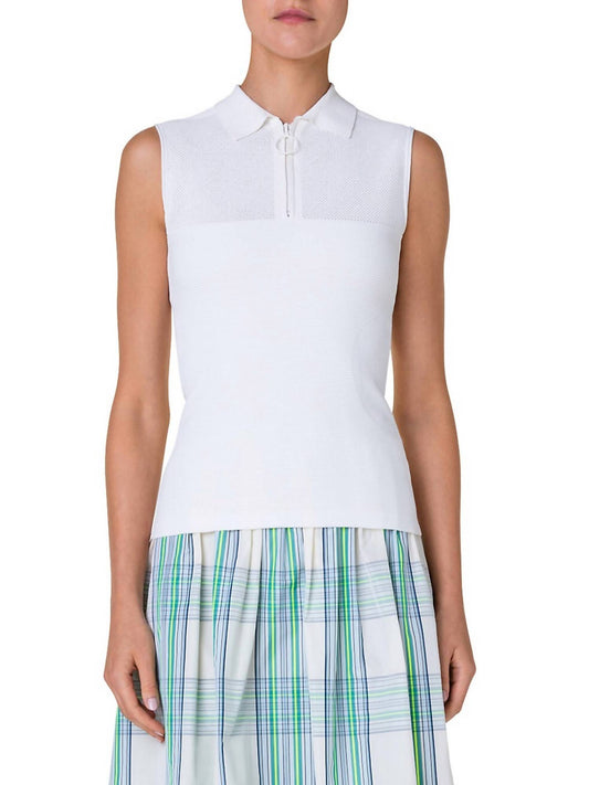 Akris Punto - Sleeveless Quarter-Zip Knit Top