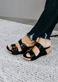 Very G Women's Laurie Wedge Sandal in black - women's shoe - alternate view